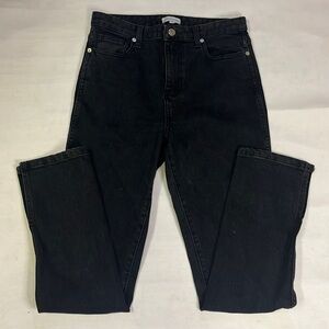 Gianni Bini Everly Black Side Slit High Rise Straight Leg Jeans Size 28